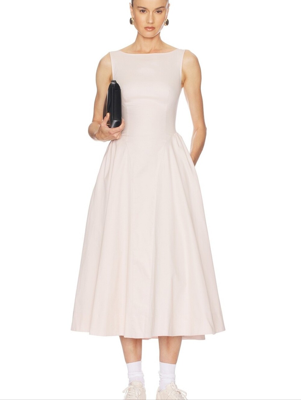 Helsa Stretch Cotton Sateen Midi Dress